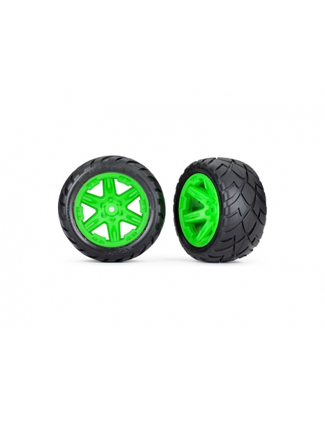 Traxxas Tires & wheels 2.8", RXT green wheels, Anaconda tires (2WD rear) (2)