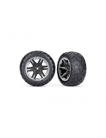 Traxxas ratai 2.8", RXT black & chrome wheels, Anaconda tires (2WD rear) (2)
