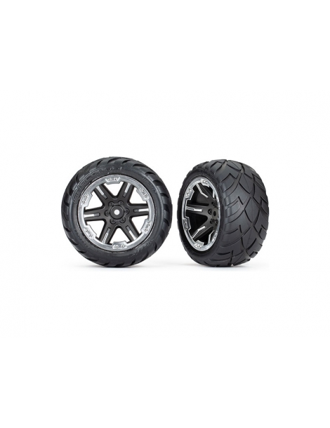 Traxxas ratai 2.8", RXT black & chrome wheels, Anaconda tires (2WD rear) (2)