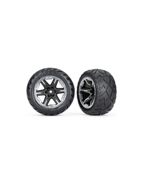 Traxxas ratai 2.8", RXT black & chrome wheels, Anaconda tires (4WD front/rear, 2WD front)