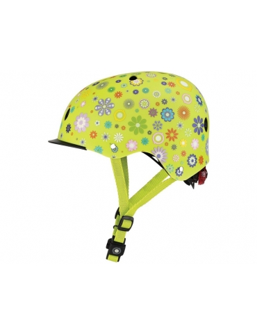 Šalmas Globber - Children's Elite Lights Lime Green Flowers XS/S