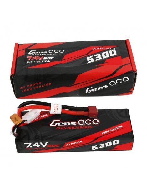 Akumuliatorius Gens Ace 5300mAh 7,4V 60C 2S1P T-Dean Bashing HardCase