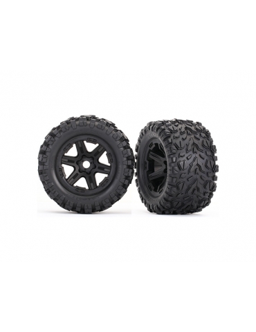 Tires & wheels, assembled, glued (black wheels, Talon EXT tires, foam inserts) (2) (17mm splined) (TSM rated)