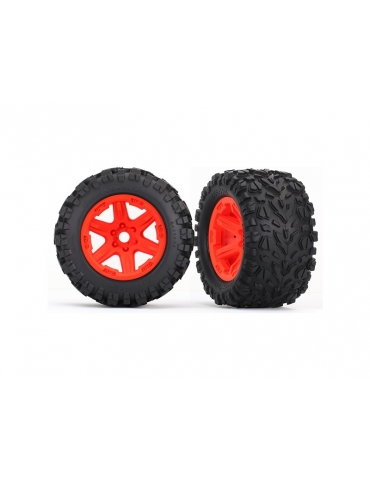 Tires & wheels, assembled, glued (orange wheels, Talon EXT tires, foam inserts) (2) (17mm splined) (TSM rated)