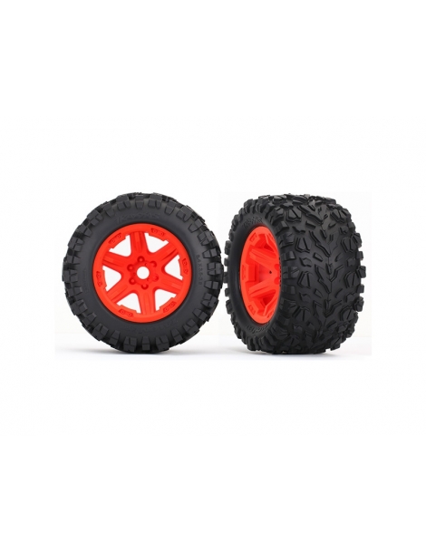 Tires & wheels, assembled, glued (orange wheels, Talon EXT tires, foam inserts) (2) (17mm splined) (TSM rated)
