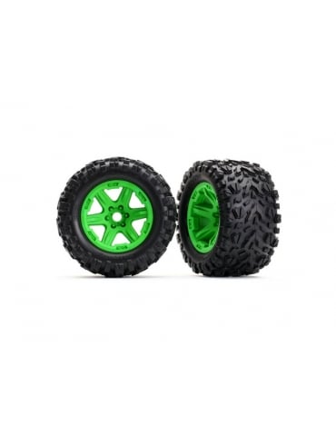 Tires & wheels, assembled, glued (green wheels, Talon EXT tires, foam inserts) (2) (17mm splined) (TSM rated)