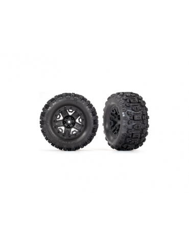 Traxxas Tires & wheels 2.8", black wheels, Sledgehammer tires (rear) (2)