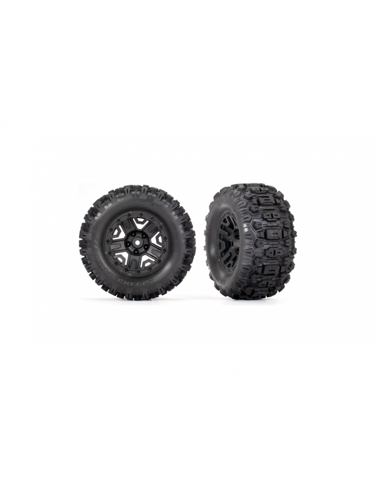 Traxxas Tires & wheels 2.8", black wheels, Sledgehammer tires (rear) (2)