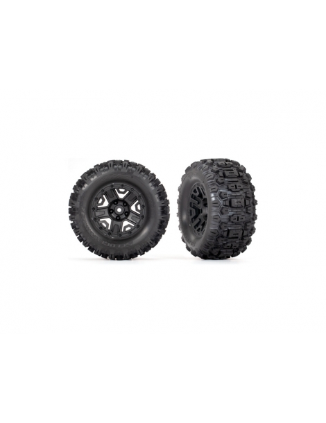 Traxxas Tires & wheels 2.8", black wheels, Sledgehammer tires (rear) (2)