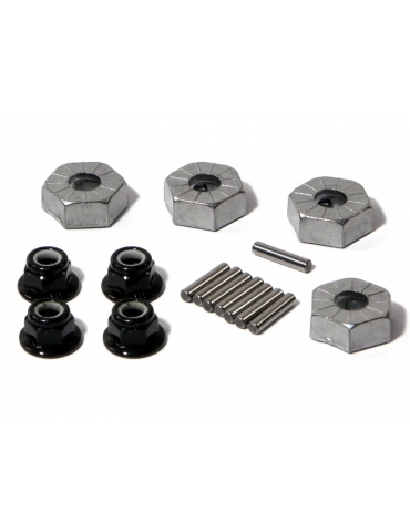 RC ratų stebulės 14 mm sidabro spalvos 4 vnt. Savage RC modeliui | CyborgShop