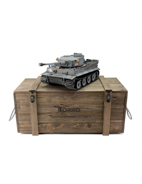 RC Tankas 1/16 Tiger I ankstyvos versijos pilkos spalvos BB (dūmai)