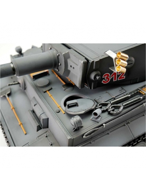 RC Tankas 1/16 Tiger I ankstyvos versijos pilkos spalvos BB (dūmai)