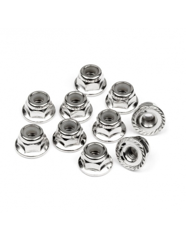 103729 - SERRATED FLANGE LOCK NUT M4 (SILVER/10pcs)