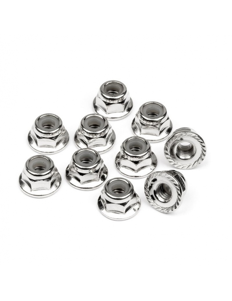 103729 - SERRATED FLANGE LOCK NUT M4 (SILVER/10pcs)