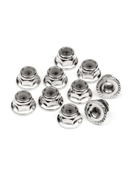 103729 - SERRATED FLANGE LOCK NUT M4 (SILVER/10pcs)