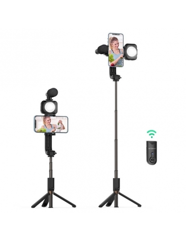Asmenukių-Selfie lazda BlitzWolf BW-BS15 su apšvietimu ir mikrofonu