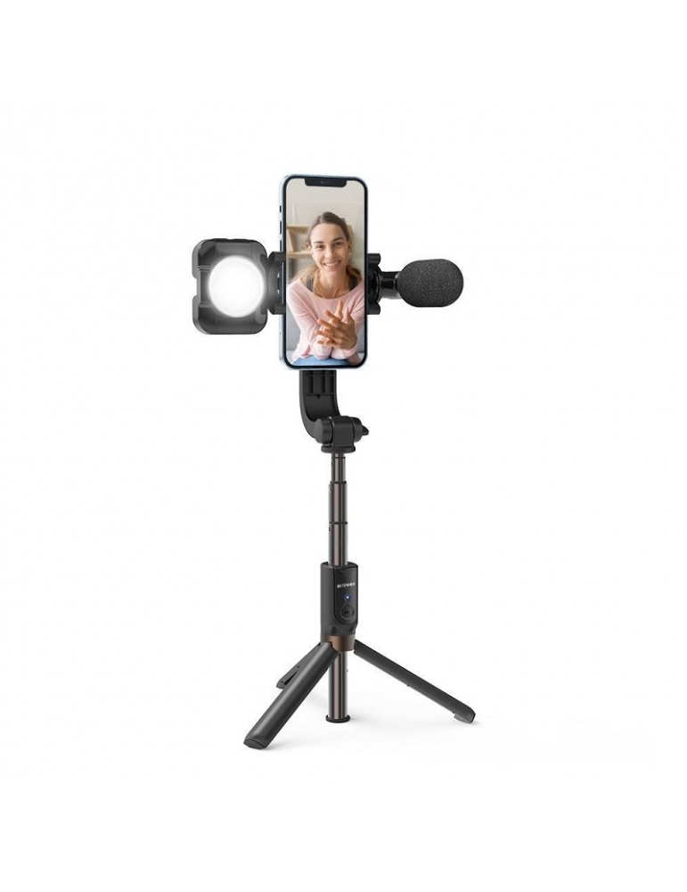 Asmenukių-Selfie lazda BlitzWolf BW-BS15 su apšvietimu ir mikrofonu