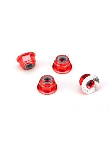 Veržlės, aliuminio, flanšinės, dantytos (4 mm) (raudonai anoduotos) (4)