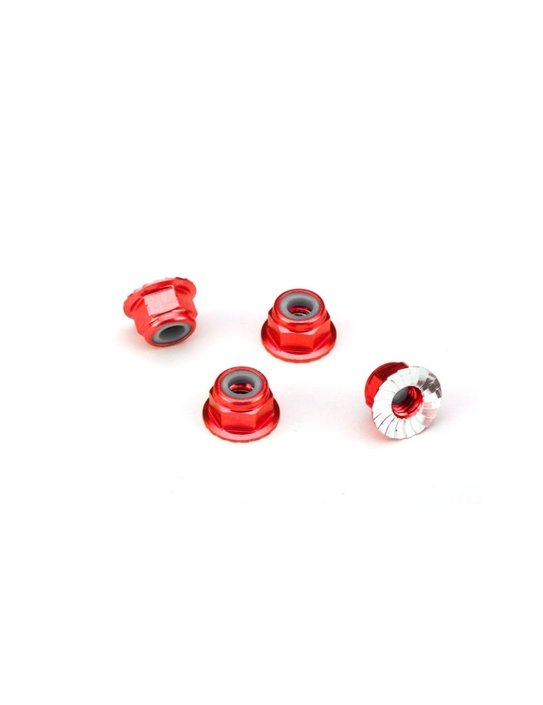 Veržlės, aliuminio, flanšinės, dantytos (4 mm) (raudonai anoduotos) (4)