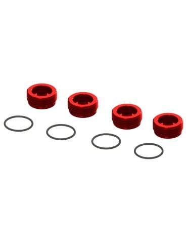 Arrma Aluminum Front Hub Nut Red (4) inc O-Rings
