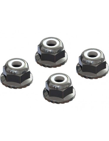Arrma Flanged Nyloc Locknut 4mm Silver (4)