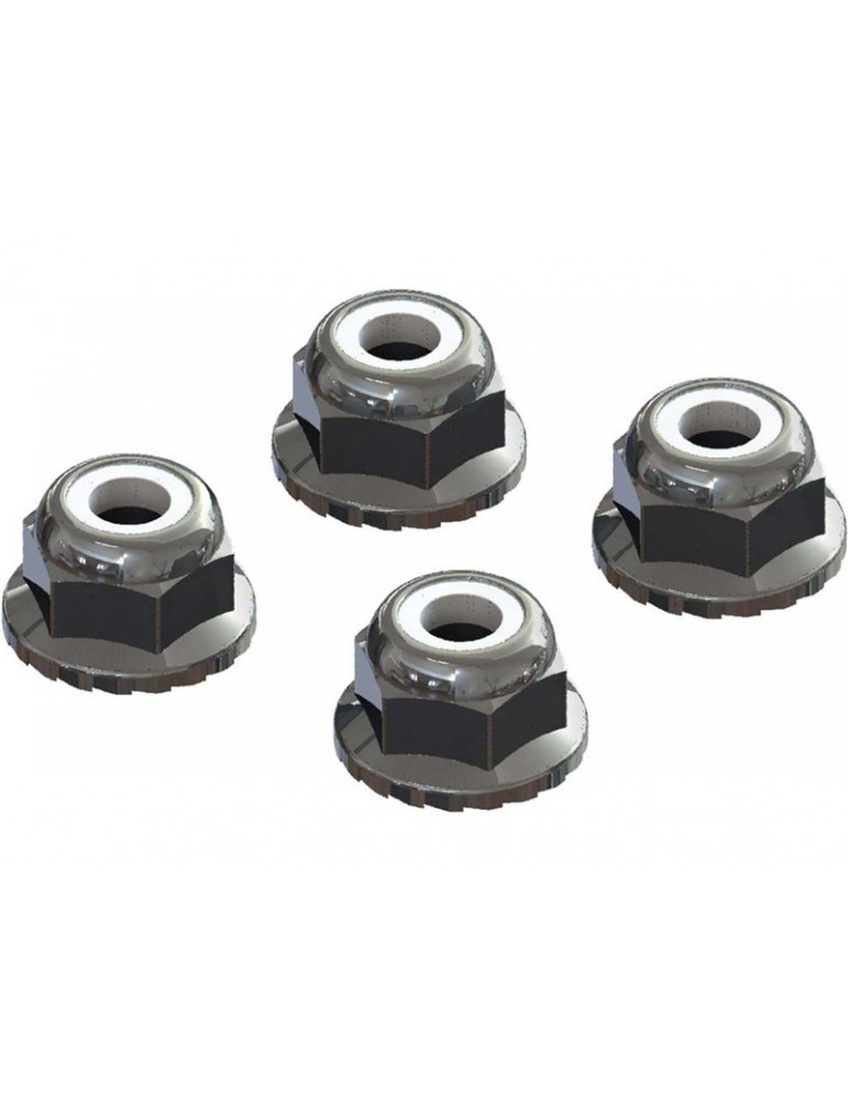 Arrma Flanged Nyloc Locknut 4mm Silver (4)