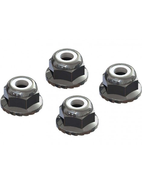 Arrma Flanged Nyloc Locknut 4mm Silver (4)