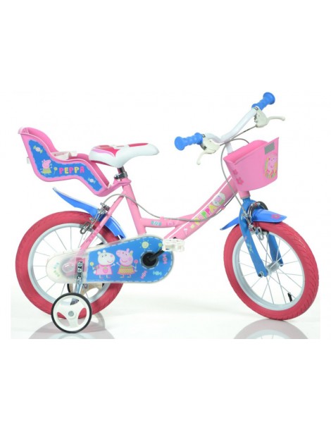 DINO Bikes - Children's bike 14" Pepa Pig with doll seat and basket