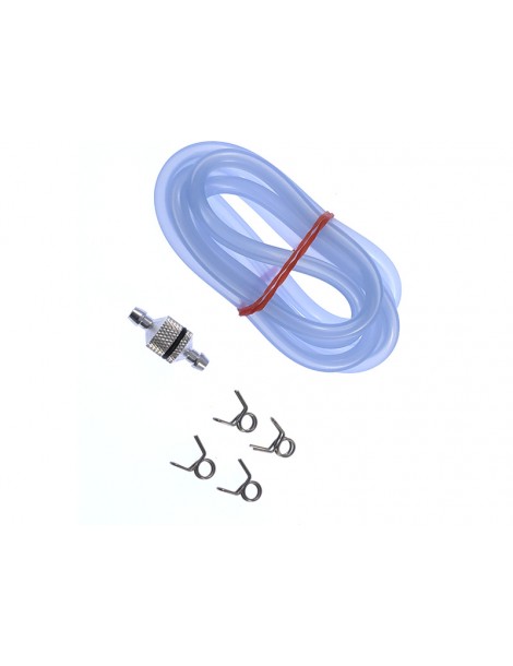 Fuel line with filter and clips