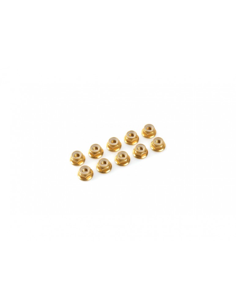 Nut Nylstop M3 Flanged Aluminium Gold (10)