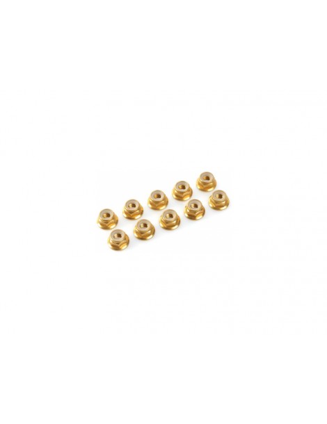 Nut Nylstop M3 Flanged Aluminium Gold (10)