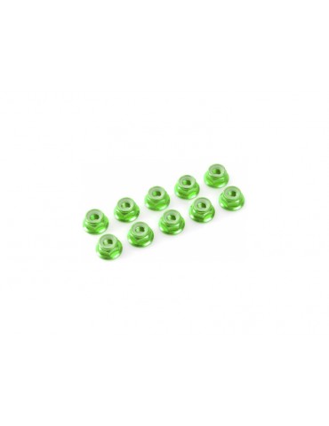 Nut Nylstop M3 Flanged Aluminium Green (10)