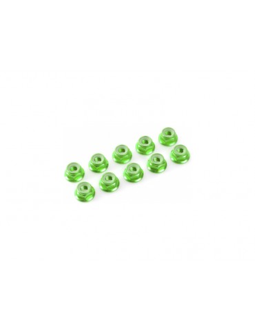 Nut Nylstop M4 Flanged Aluminium Green (10)