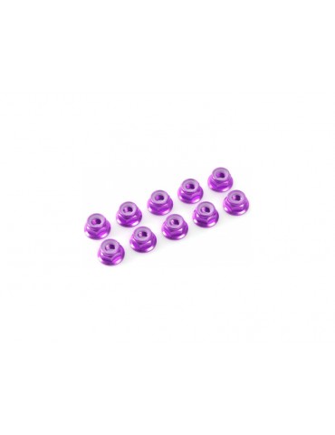 Nut Nylstop M4 Flanged Aluminium Purple (10)