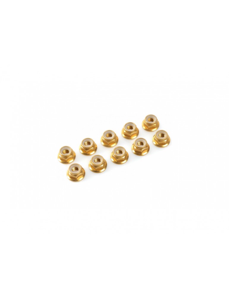 Nut Nylstop M5 Flanged Aluminium Gold (10)