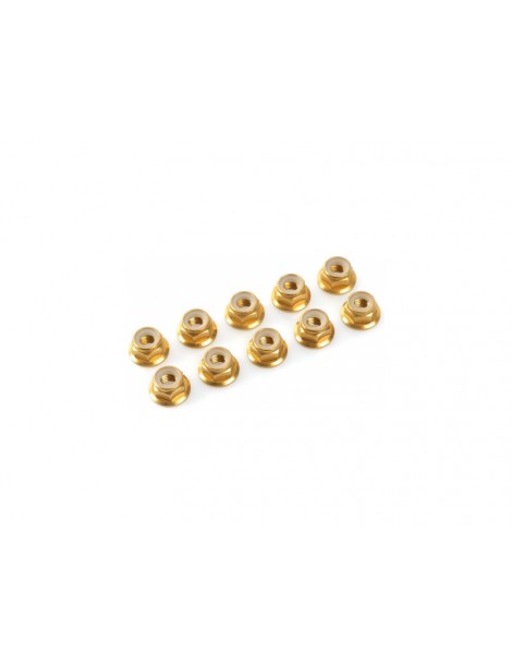 Nut Nylstop M5 Flanged Aluminium Gold (10)