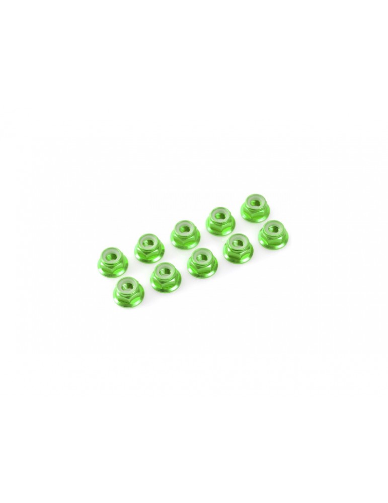 Nut Nylstop M5 Flanged Aluminium Green (10)