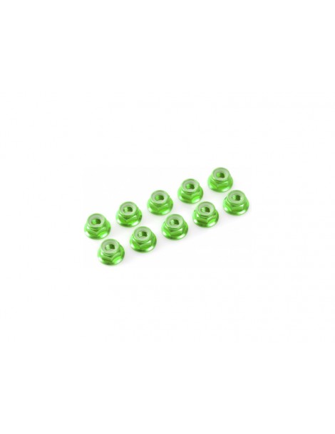 Nut Nylstop M5 Flanged Aluminium Green (10)