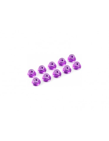 Nut Nylstop M5 Flanged Aluminium Purple (10)