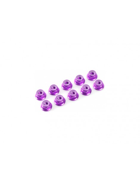 Nut Nylstop M5 Flanged Aluminium Purple (10)