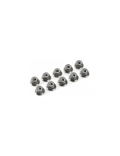 Nut Nylstop M5 Flanged Aluminium Gun Metal (10)