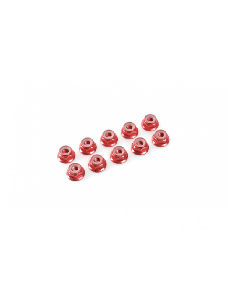 Nut Nylstop M5 Flanged Aluminium Red (10)