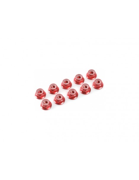 Nut Nylstop M5 Flanged Aluminium Red (10)