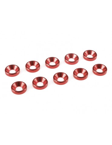 Washer for M4 Flat Head Screws OD 10mm Aluminium Red (10)