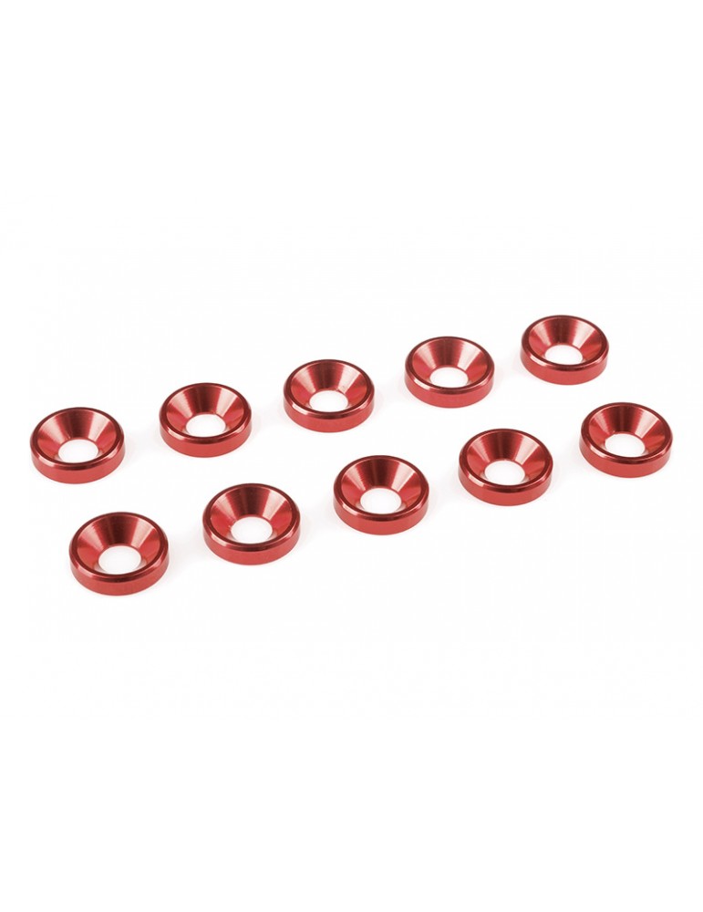 Washer for M4 Flat Head Screws OD 10mm Aluminium Red (10)