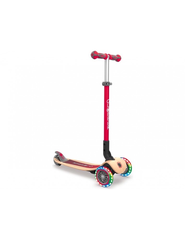 Globber - Scooter Primo Foldable Wood Lights Red