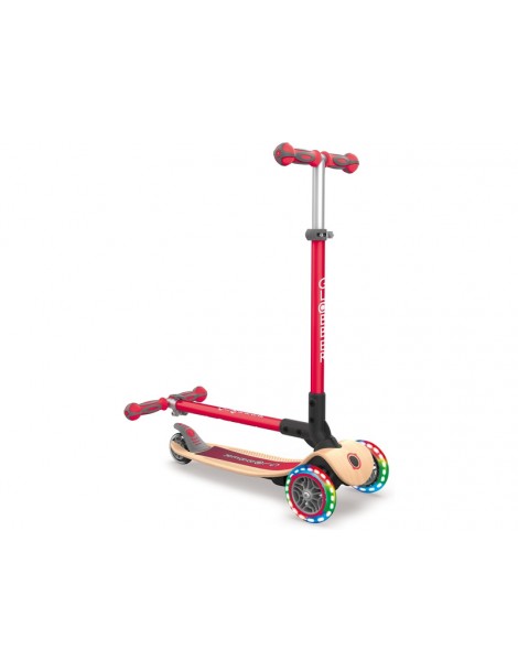 Globber - Scooter Primo Foldable Wood Lights Red