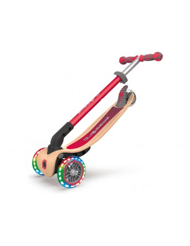 Globber - Scooter Primo Foldable Wood Lights Red