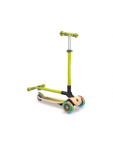 Globber - Scooter Primo Foldable Wood Lights Green