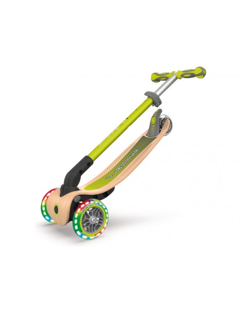 Globber - Scooter Primo Foldable Wood Lights Green